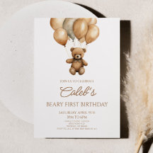 Boho Teddy Bear Beary Primer Fiesta de Cumpleaños