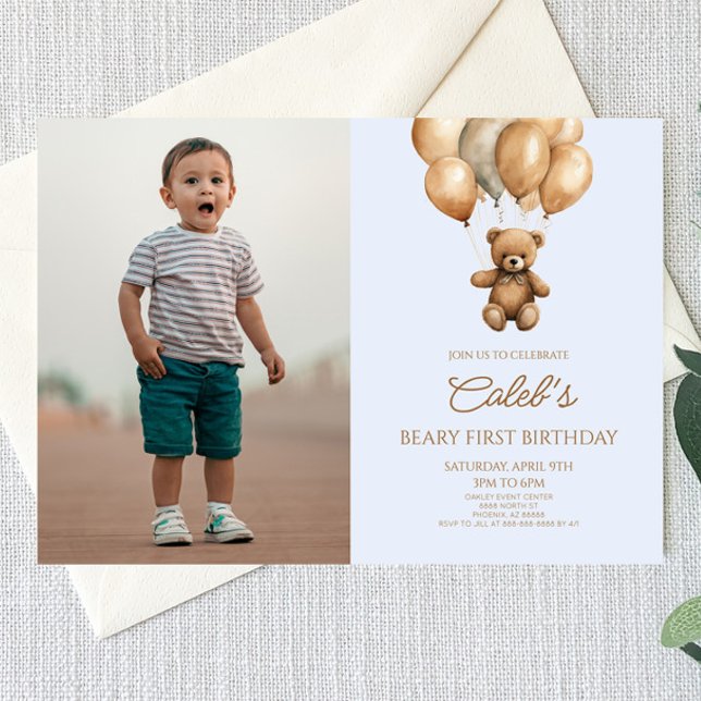 Invitación Boho Teddy Bear Beary Primer Fiesta de Cumpleaños (Subido por el creador)