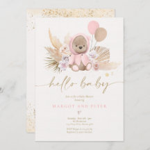 Boho Teddy Bear Chica Pink Bearly Wait Baby Shower