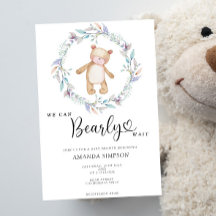 Boho Teddy Bear Chica Pink Bearly Wait Baby Shower