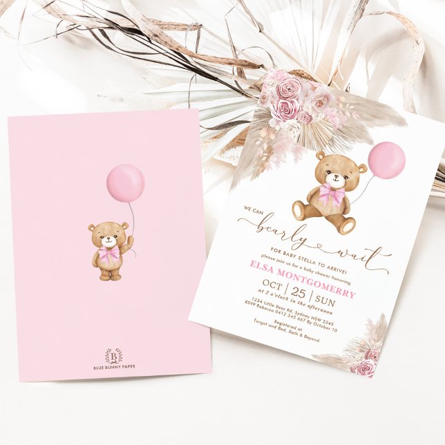Invitación Boho Teddy Bear Podemos Embarazar A La Niña Bebé (Subido por el creador)