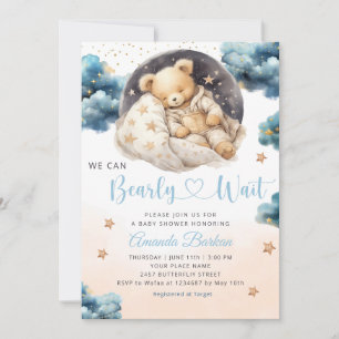 Invitación Boho Teddy Bear Podemos Esperar A Baby Shower