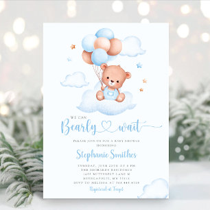 Invitación Boho Teddy Bear Podemos Esperar A Baby Shower