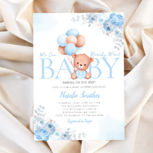 Invitación Boho Teddy Bear Podemos Esperar A Baby Shower