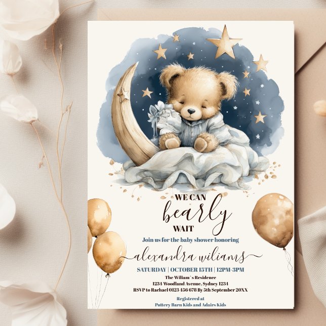 Invitación Boho Teddy Bear Podemos Esperar A Baby Shower (Subido por el creador)