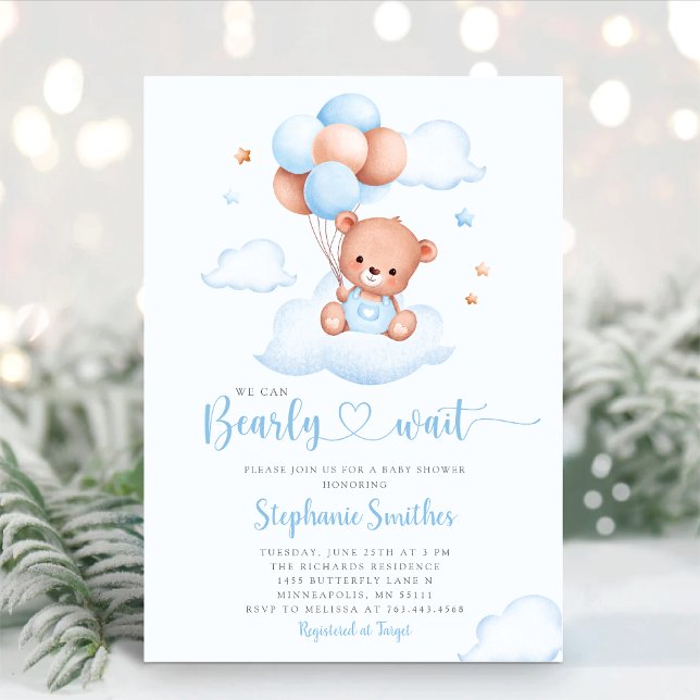 Invitación Boho Teddy Bear Podemos Esperar A Baby Shower (Subido por el creador)