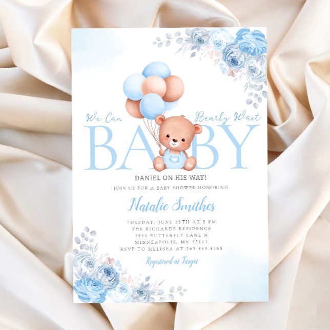 Invitación Boho Teddy Bear Podemos Esperar A Baby Shower (Subido por el creador)