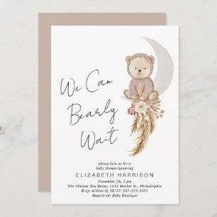 Invitación Boho Teddy Bear Podemos Esperar A Baby Shower