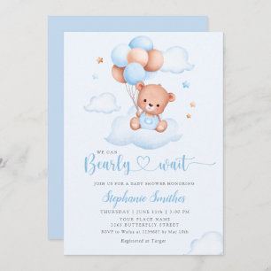 Invitación Boho Teddy Bear Podemos Esperar A Baby Shower Inv