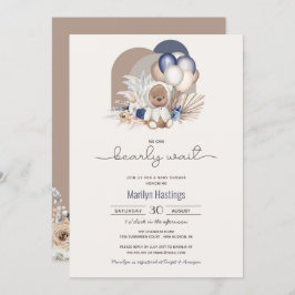 Invitación Boho Teddy Bear, podemos esperar temprano - Baby S