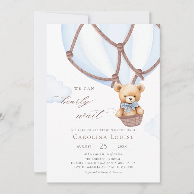 Invitación ¡Boho Teddy Oso Que Podemos Esperar! BABY SHOWER I (Anverso)