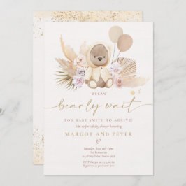 Invitación Boho Teddy Oso Sexo Neutral Oso Baby Shower En