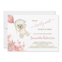 Boho Teddy Polar Bear Pink Pampa Grass Baby Shower