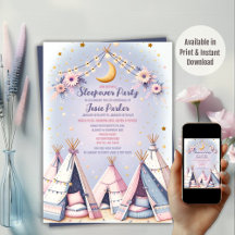Boho Teepee Girly Sleepover Slumber Fiesta