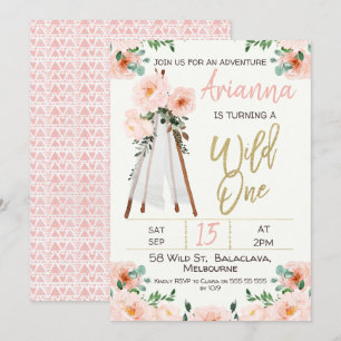 Invitación Boho Teepee Wild One First Birthday Invitation