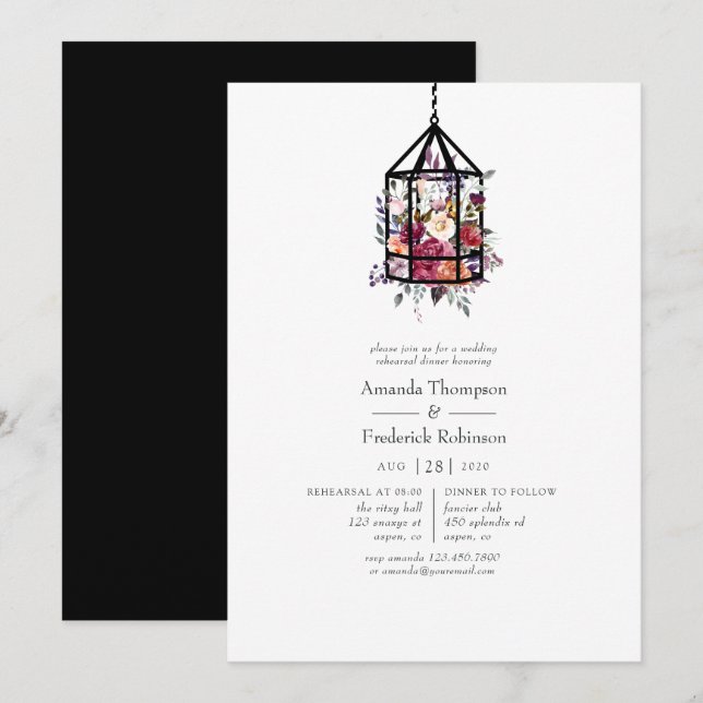 Invitación Boho Terarium Geométrico Ensayo Floral Cena (Anverso / Reverso)