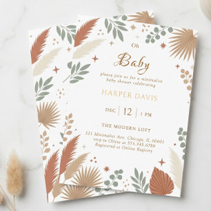 Invitación Boho Terracota Cortaderas Modernas Botánicas
