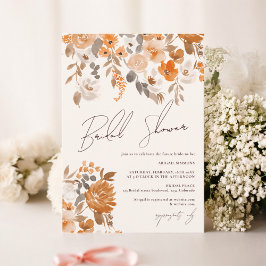 Invitación Boho terracota ducha de novia florida a mano