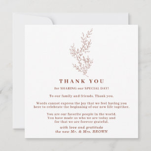 Invitación Boho Terracota Floral Otoño Indie Simple gracias