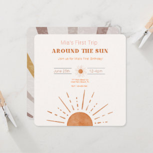 Invitación Boho Terracota Naranja Primer Viaje Alrededor Del