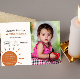 Invitación Boho terracota primer viaje alrededor del sol