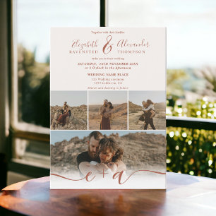 Invitación Boho terracotta 5 boda de guiones de fotos