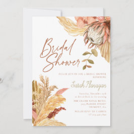 Invitación Boho Terracotta acuarela floral Ducha de novia