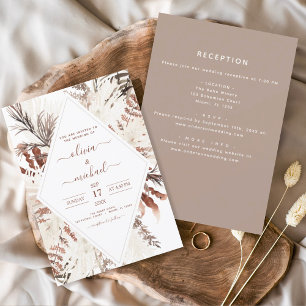 Invitación Boho Terracotta All in One Pampas Grass Boda