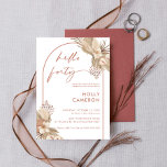 Invitación Boho Terracotta Arch Pampas Grass 40 cumpleaños<br><div class="desc">Diseñada para coordinar con nuestra colección de hierbas Boho Terracotta Pampas, esta moderna invitación a los días de sol ofrece el moderno y popular arco en tonos terracota. Para una personalización más avanzada de este diseño, por ejemplo, cambiar el diseño, el tamaño de letra o el tamaño del texto, haga...</div>