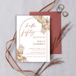 Invitación Boho Terracotta Arch Pampas Grass 50 cumpleaños<br><div class="desc">Diseñada para coordinar con nuestra colección de hierbas Boho Terracotta Pampas, esta moderna invitación de los 50 días de sol presenta el moderno y popular arco en tonos terracota. Para una personalización más avanzada de este diseño, por ejemplo, cambiar el diseño, el tamaño de letra o el tamaño del texto,...</div>