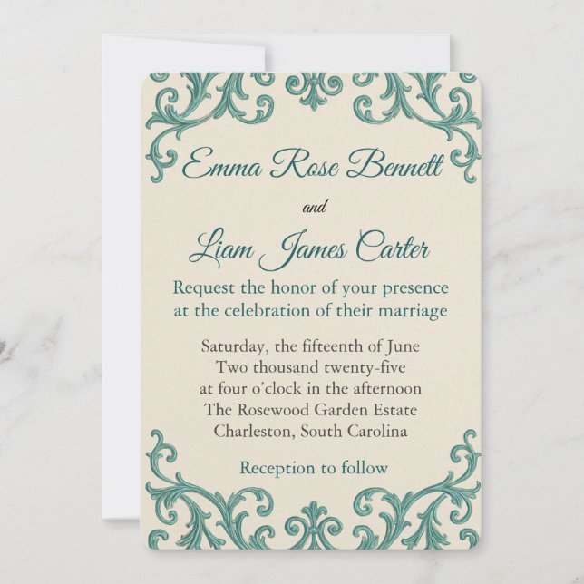 Invitación Boho Terracotta Beige Feathers (Anverso)