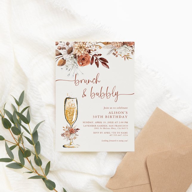 Invitación Boho Terracotta Birthday Brunch y Bubbly (Subido por el creador)