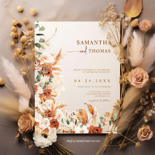 Invitación Boho Terracotta Botanta Pampas Elegance Boda