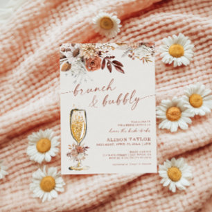 Invitación Boho Terracotta Brunch Bubbly Bridal Shower