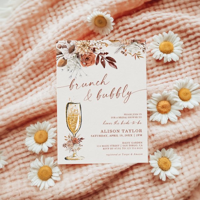 Invitación Boho Terracotta Brunch Bubbly Bridal Shower (Subido por el creador)