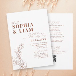 Invitación Boho Terracotta Con Boda De Código QR RSVP