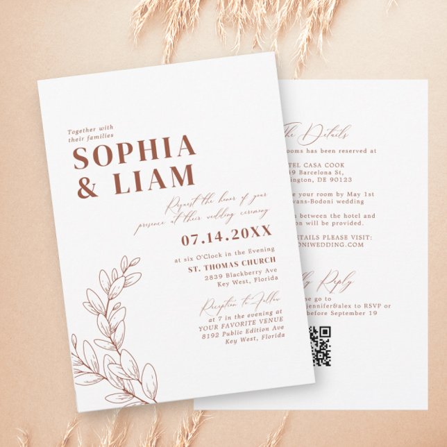 Invitación Boho Terracotta Con Boda De Código QR RSVP (Subido por el creador)