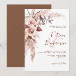 Invitación Boho Terracotta Crema de óxido floral Boda Neutral
