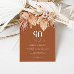 Invitación Boho Terracotta Dried Floral 90th Birthday Party<br><div class="desc">Boho Terracotta Dried Floral 90th Birthday Party Invitation Ver colección coincidente en Niche y Nest Store Muchas gracias</div>