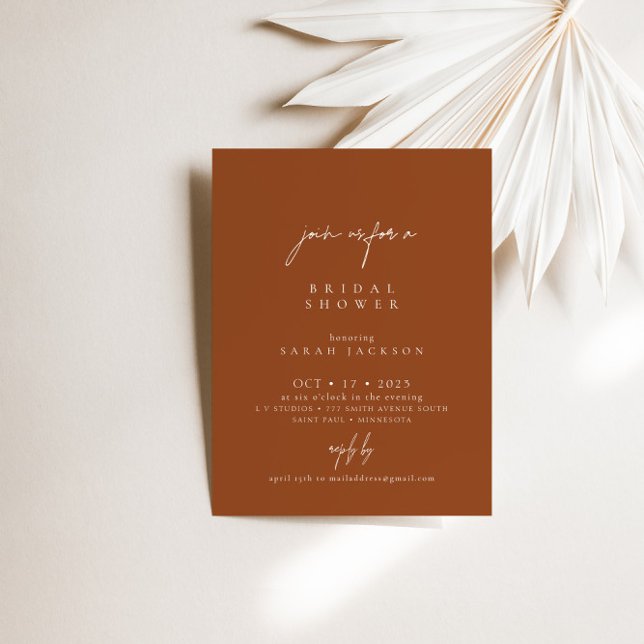 Invitación Boho Terracotta Elegant Bridal Shower (Boho Terracotta Elegant Bridal Shower Invitation)