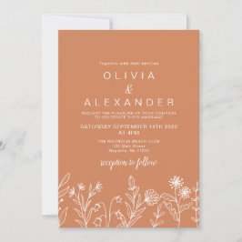 Invitación Boho Terracotta elegante boda de flores silvestres