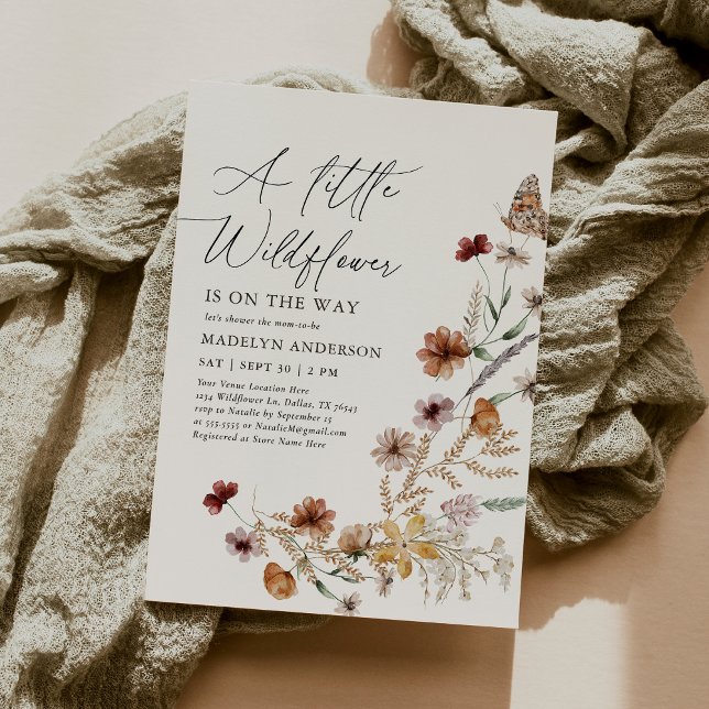 Invitación Boho Terracotta Fall Wildflower Baby Shower (Subido por el creador)