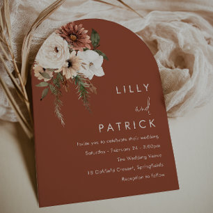 Invitación Boho Terracotta Floral All Seasons Arch Boda
