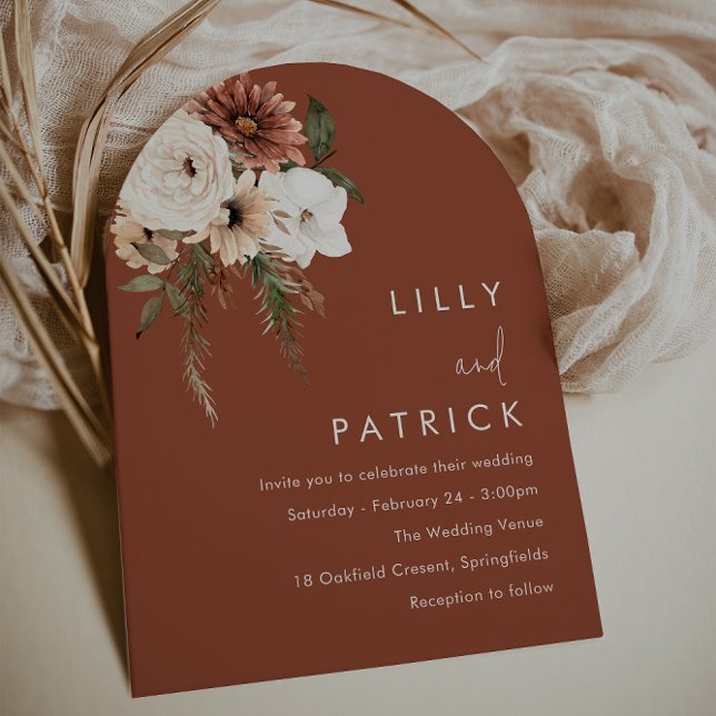 Invitación Boho Terracotta Floral All Seasons Arch Boda (Subido por el creador)