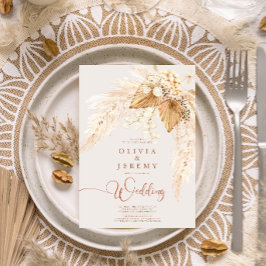 Invitación Boho Terracotta Flores secas y Pampas Grass I