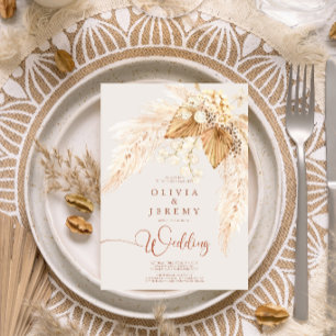 Invitación Boho Terracotta Flores secas y Pampas Grass I