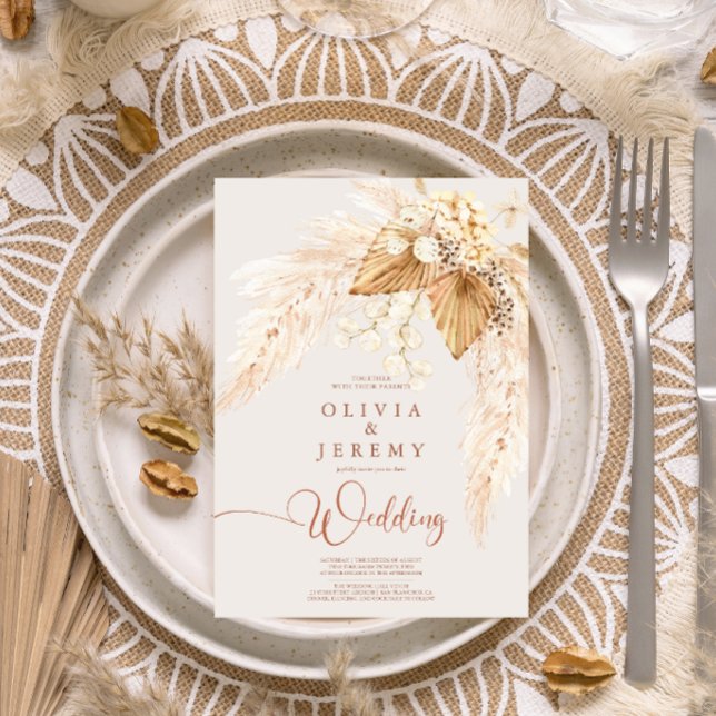 Invitación Boho Terracotta Flores secas y Pampas Grass I (Subido por el creador)