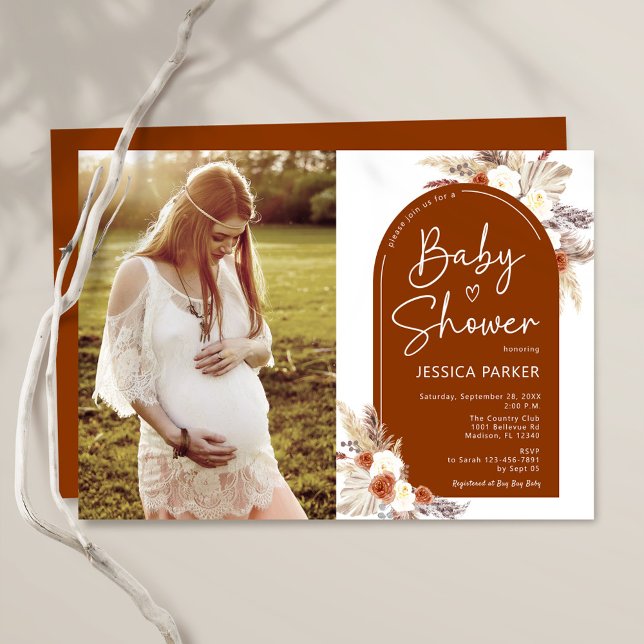 Invitación Boho Terracotta Foto Baby Shower (Subido por el creador)