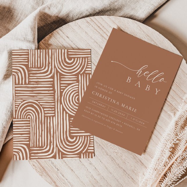 Invitación Boho Terracotta Gender Neutral Baby Shower (Subido por el creador)