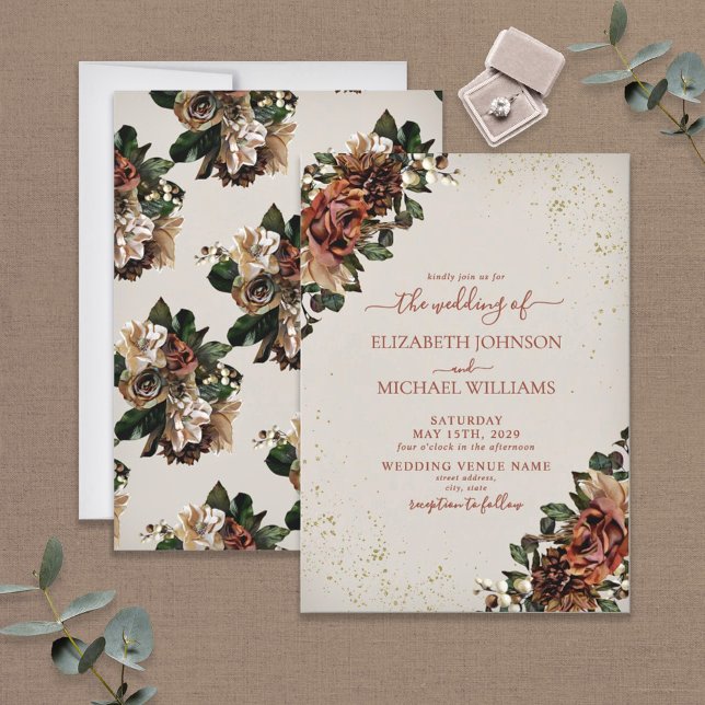 Invitación Boho Terracotta Greenery Boda Floral (Subido por el creador)